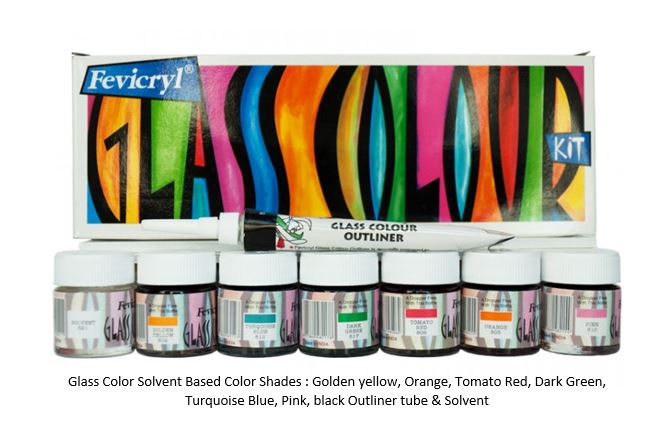 Fevicryl Glass Colour Kit 85 ml (Solvent Based)